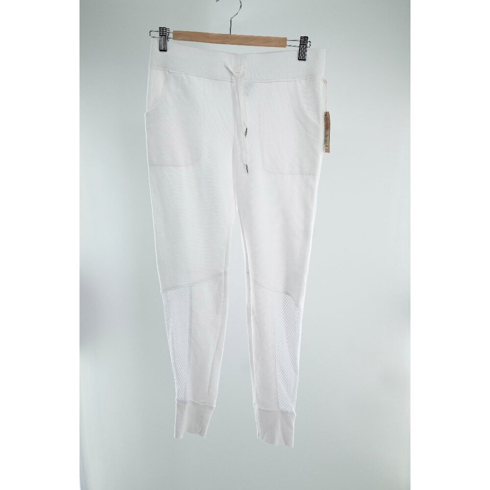 True Religion Women's White Mesh Combo Panel Joggers | S | NWT